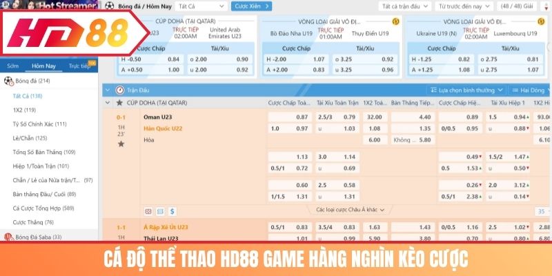 Cá độ thể thao HD88 game hàng nghìn kèo cược